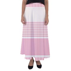 Background Pink Beige Decorative Flared Maxi Skirt by Wegoenart