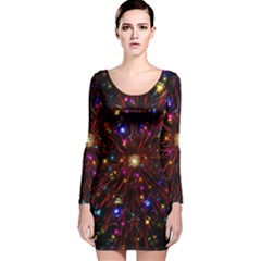 Abstract Background Star Wallpaper Long Sleeve Velvet Bodycon Dress by Wegoenart