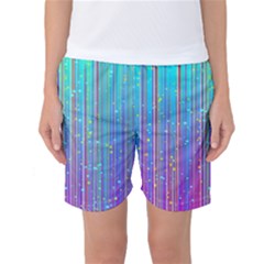 Blue Magenta Speckles Line Women s Basketball Shorts by Wegoenart