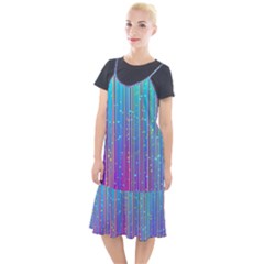 Blue Magenta Speckles Line Camis Fishtail Dress by Wegoenart