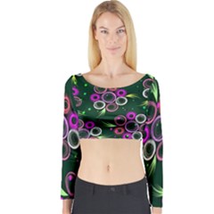 Floral Pattern Non Seamless Flower Long Sleeve Crop Top by Wegoenart