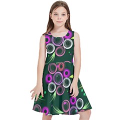 Floral Pattern Non Seamless Flower Kids  Skater Dress by Wegoenart