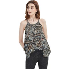 Screws Scrap Metal Rusted Screw Art Flowy Camisole Tank Top