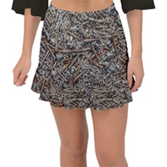 Screws Scrap Metal Rusted Screw Art Fishtail Mini Chiffon Skirt by Wegoenart