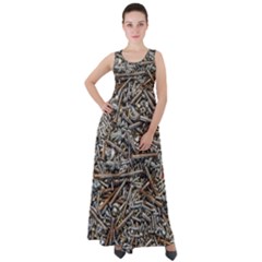 Screws Scrap Metal Rusted Screw Art Empire Waist Velour Maxi Dress