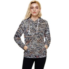 Screws Scrap Metal Rusted Screw Art Women s Lightweight Drawstring Hoodie