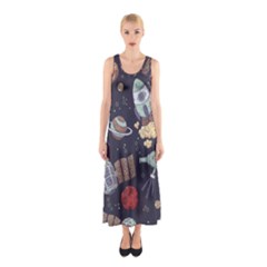 Hand-drawn-pattern-space-elements-collection Sleeveless Maxi Dress by Jancukart