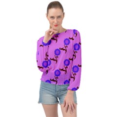 Illustration Flower Floral Design Pattern Banded Bottom Chiffon Top