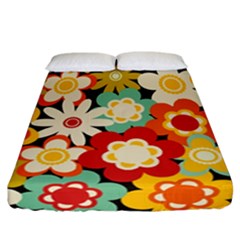 Floral Retro Vintage Blossom Fitted Sheet (california King Size)