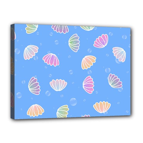 Seashell Clam Pattern Art Design Canvas 16  X 12  (stretched) by Ravend