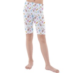 Easter Bunny Pattern Hare Kids  Mid Length Swim Shorts