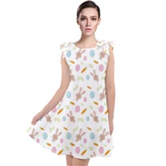 Easter Bunny Pattern Hare Tie Up Tunic Dress