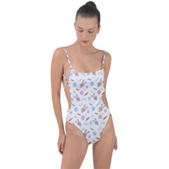 Easter Bunny Pattern Hare Tie Strap One Piece Swimsuit by Ravend