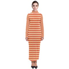 Pattern Zig Zag Stripe Geometric Turtleneck Maxi Dress