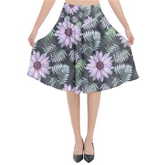 Flower  Petal  Spring Watercolor Flared Midi Skirt by Ravend