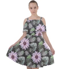 Flower  Petal  Spring Watercolor Cut Out Shoulders Chiffon Dress