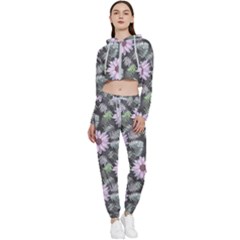 Flower  Petal  Spring Watercolor Cropped Zip Up Lounge Set