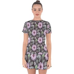 Flower Petal Spring Watercolor Drop Hem Mini Chiffon Dress by Ravend