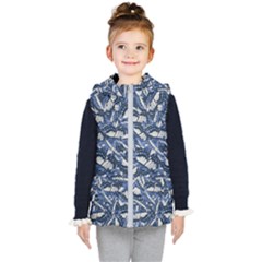 Butterflies Motif Collage Pattern Kids  Hooded Puffer Vest by dflcprintsclothing