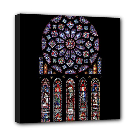 Chartres Cathedral Notre Dame De Paris Amiens Cath Stained Glass Mini Canvas 8  X 8  (stretched) by Wegoenart