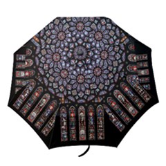 Chartres Cathedral Notre Dame De Paris Amiens Cath Stained Glass Folding Umbrellas by Wegoenart