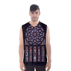 Chartres Cathedral Notre Dame De Paris Amiens Cath Stained Glass Men s Basketball Tank Top by Wegoenart