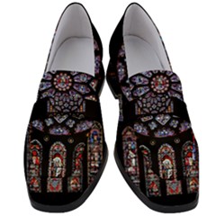Chartres Cathedral Notre Dame De Paris Amiens Cath Stained Glass Women s Chunky Heel Loafers by Wegoenart