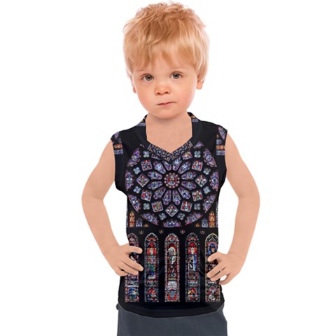 Chartres Cathedral Notre Dame De Paris Amiens Cath Stained Glass Kids  Sport Tank Top by Wegoenart