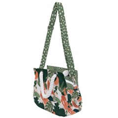 Tropical Polka Plants 2 Rope Handles Shoulder Strap Bag by flowerland