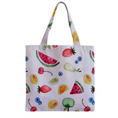 Fruit Summer Vitamin Watercolor Zipper Grocery Tote Bag by Wegoenart