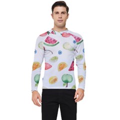 Fruit Summer Vitamin Watercolor Men s Long Sleeve Rash Guard by Wegoenart