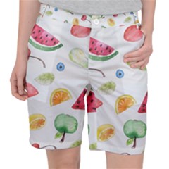 Fruit Summer Vitamin Watercolor Pocket Shorts by Wegoenart