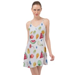 Fruit Summer Vitamin Watercolor Summer Time Chiffon Dress by Wegoenart