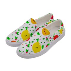 Pattern Fruit Fruits Orange Green Women s Canvas Slip Ons