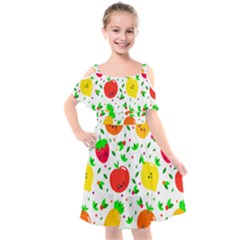 Pattern Fruit Fruits Orange Green Kids  Cut Out Shoulders Chiffon Dress