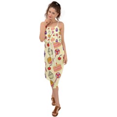 Cupcake Pattern Lollipop Waist Tie Cover Up Chiffon Dress