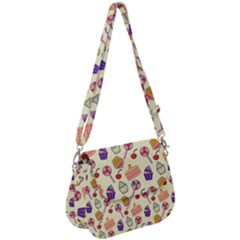 Cupcake Pattern Lollipop Saddle Handbag