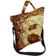 Olive Oil Bubbles Gold Oil Food Fold Over Handle Tote Bag by Wegoenart