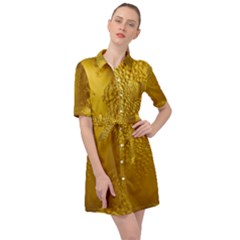 Beer Drink Glass Yellow Cup Bar Belted Shirt Dress by Wegoenart