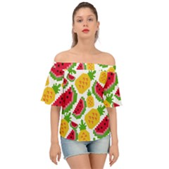 Watermelon Pattern Fruit Summer Off Shoulder Short Sleeve Top by Wegoenart