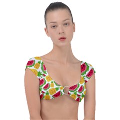 Watermelon Pattern Fruit Summer Cap Sleeve Ring Bikini Top by Wegoenart