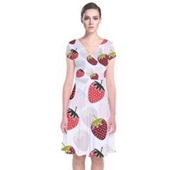 Strawberry Pattern Background Short Sleeve Front Wrap Dress by Wegoenart