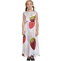 Strawberry Pattern Background Kids  Satin Sleeveless Maxi Dress