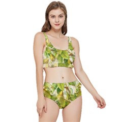 Pear Fruit Tree Organic Pattern Frilly Bikini Set by Wegoenart