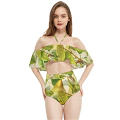 Pear Fruit Tree Organic Pattern Halter Flowy Bikini Set  by Wegoenart