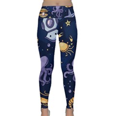 Marine-seamless-pattern-thin-line-memphis-style Lightweight Velour Classic Yoga Leggings