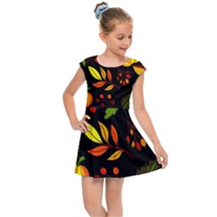 Pumpkin Fall Autumn October Kids  Cap Sleeve Dress by Wegoenart