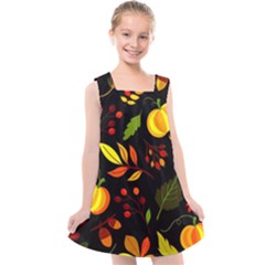 Pumpkin Fall Autumn October Kids  Cross Back Dress by Wegoenart