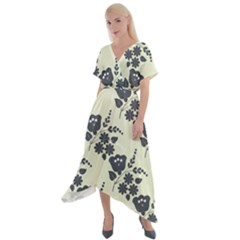 Floral Flower Flowers Roses Rose Wallpaper Floral Cross Front Sharkbite Hem Maxi Dress