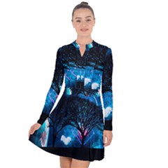 Tree Trees Surreal Universe Silhouette Long Sleeve Panel Dress by Wegoenart